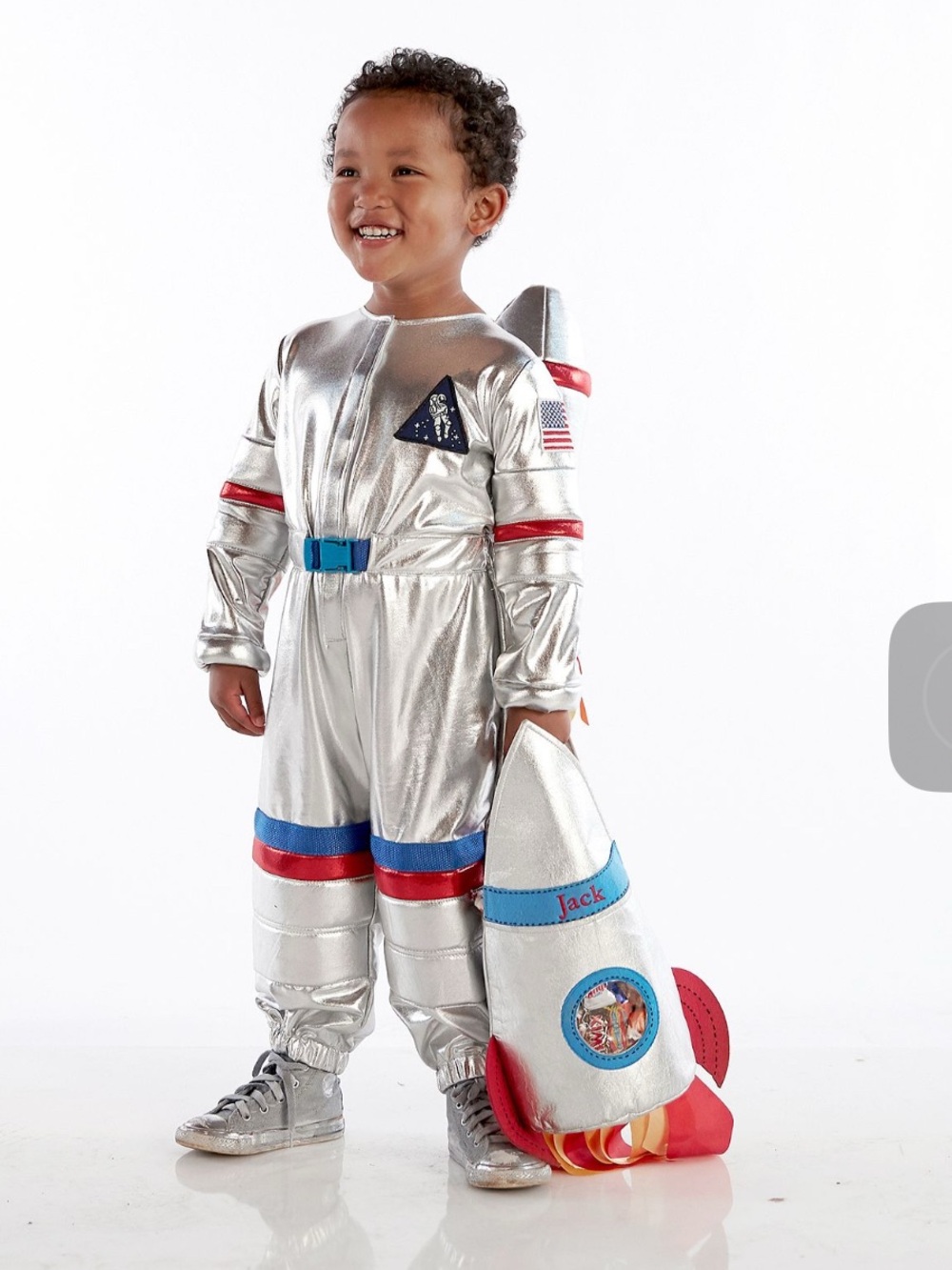 Pottery Barn Kids Silver Astronaut Costume with Red & Blue Accents